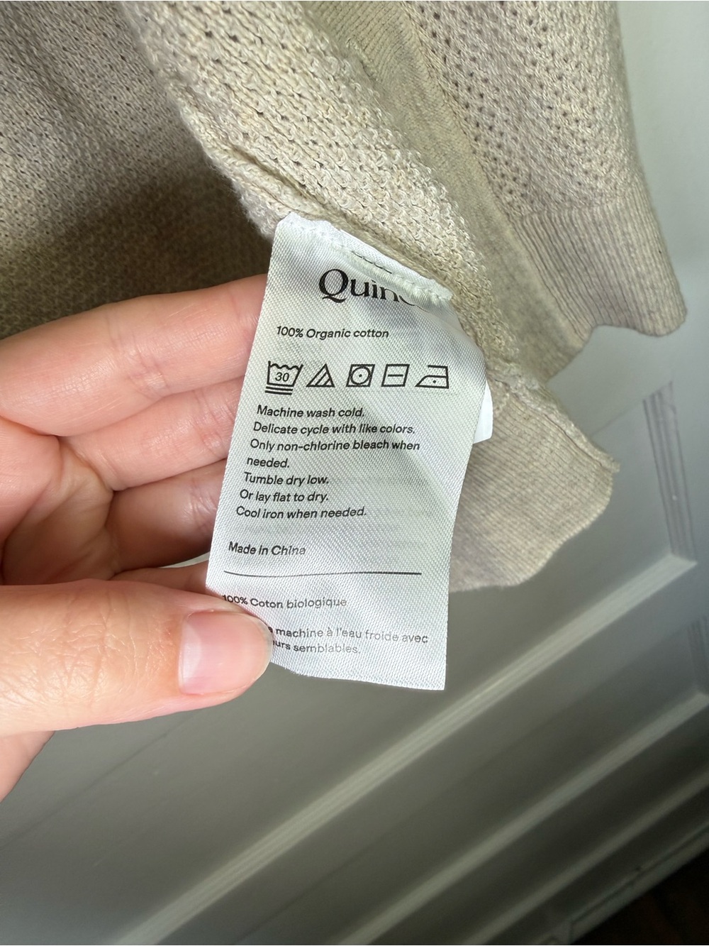 Quince 100% Organic Cotton Mesh Stitch Button-Up Sweater Polo Beige Old Money M - Picture 10 of 14